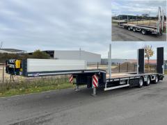 KT 19252 | 3-Achs Semi-Tieflader Leichtbau inklusive Baggerstielmulde, einteiligen hydr. Aluminiumrampen und Gummiboden auf den Rampen (Eigengewicht ca 7.800 kg)