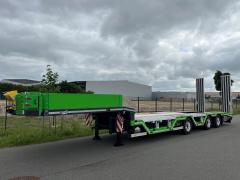KT 19127 | 3-Achs Semi-Tieflader Leichtbau inklusive Radmulden, Baggerstielmulde, einteiligen hydr. Aluminiumrampen und Gummistreifen auf den Rampen (Eigengewicht ca 8.000 kg)