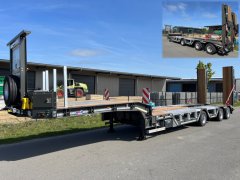 KT 19419 | 3-Achs Semi-Tieflader Leichtbau inklusive Radmulden, Baggerstielmulde, zweiteiligen Stahlrampen , hydraulischen Heckstützen und hydraulischem Lenksystem (2 x Tridec HF-E) (Eigengewicht ca.