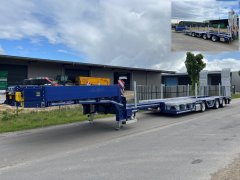 KT 19510 | 3-Achs teleskopierbarer Semi-Tieflader Leichtbau inklusive Radmulden, Baggerstielmulde, zweiteiligen Aluminiumrampen und elektronischer Zwangslenkung (VSE ETS II) (Eigengewicht ca. 10.000 k